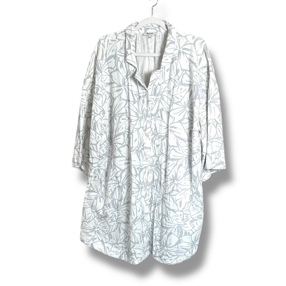 Madewell Lightspun Cover-Up Mini Shirt Dress Size 1X Lighthouse Cool Fog - Picture 1 of 8